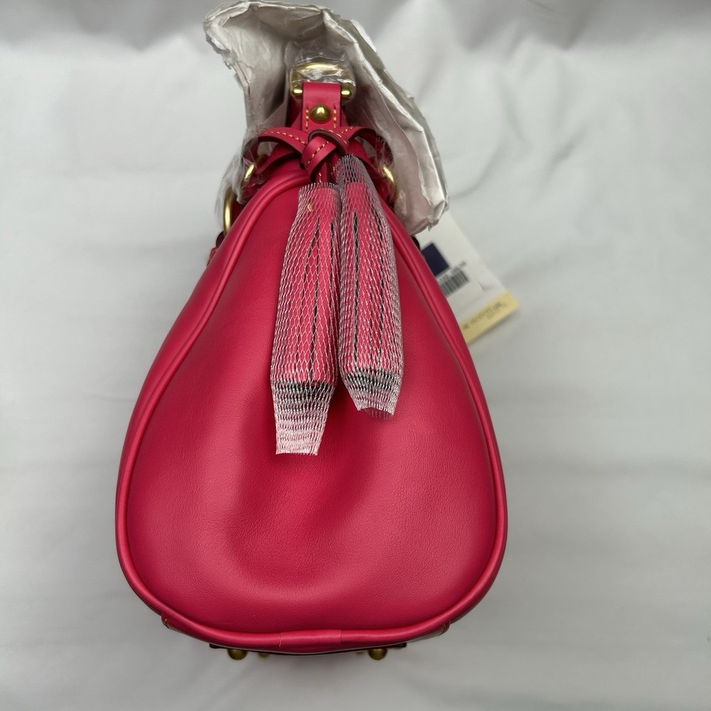 NWT Dooney Bourke 8L980 Small Florentine Leather Satchel Fuchsia Pink Purse Bag - Picture 5 of 16